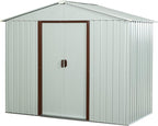 6x5 FT Outdoor Storage Shed, Metal Garden Shed with Frame Floor, Outside Tool Shed with Lockable Sliding Doors, Waterproof Storage Building with Sloped Roof for Backyard, Patio, Lawn, White
