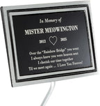 Outdoor Memorial Plaque with Stake – Cast Aluminum in Black and Silver with Custom Engraving, Weather-Resistant Dedication Sign for Garden, Cemetery, Bench, Grave Marker & Pet Memorials