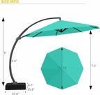 Kingdura 11ft Offset Cantilever Patio Umbrella with Base Included, Large Round Aluminum Outdoor Umbrella, 360° Rotation & Infinite Tilt, Heavy Duty Frame for Deck Pool Backyard, Turquoise Blue