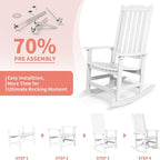 Outdoor Rocking Chairs Set of 4, Oversized All Weather High Back Porch Rocker, Patio Rockers for Outside