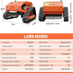 DIGMIGHT9 HP Gas RC Robotic Lawn Mower with Snow Plow - Remote Control Lawn Mower Robot, 600m Range, 21.6" Cutting Width for Slopes, Orchards & Commercial Use (Orange)