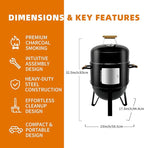 Realcook BBQ Charcoal Smoker Grill: Heavy Duty 17 Inch Vertical Meat Smokers - Porcelain-Enameled Charcoal Grill Smoker Combo for Outdoor Cooking Backyard Picnic Party Grilling