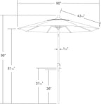 California Umbrella 7.5' Round Aluminum Market Umbrella, Crank Lift, Push Button Tilt, White Pole, Woven Sesame Olefin