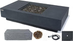 Elementi+ | Cannes Gas Fire Pit Cast Concrete 60" Rectangular Fire Table, Outdoor Fire Pit Electronic Ignition | Canvas Cover, Fire Glass and Burner Lid Included | Dark Gray | Propane Gas