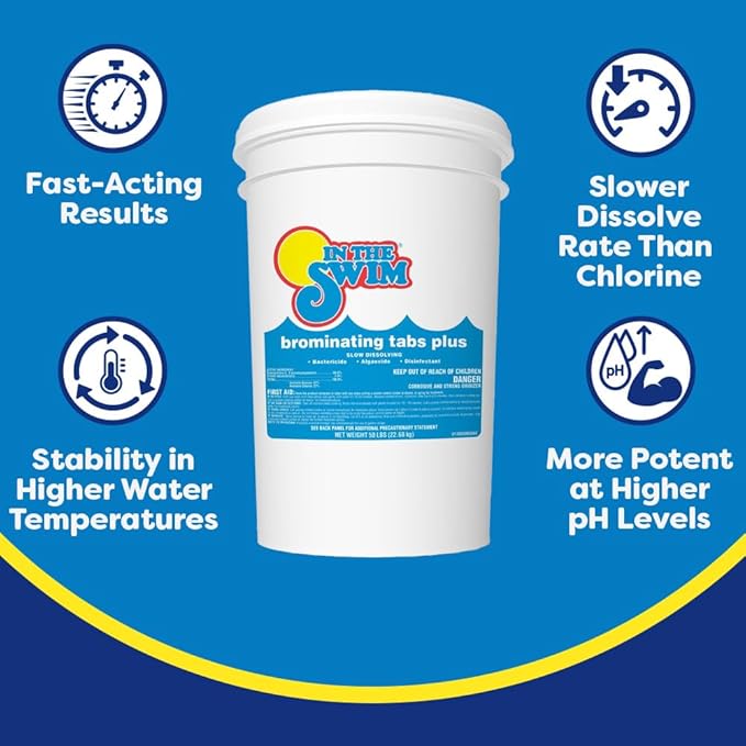 In The Swim Pool Care Bundle: Bromine Plus & Chlorine-Free Shock - 50lb Bromine Tablets & 40lb Shock Oxidizer - Low Odor, Chlorine Alternative