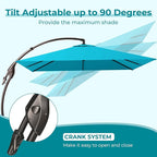 Grand patio Sunbrella 10x10 FT Cantilever Umbrella with Base Included Patio Square Aluminum Offset Umbrellas for Outdoor Pool (Aruba, 10X10 FT-SUNBRELLA)