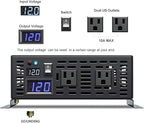 WZRELB 1500W Continuous Pure Sine Wave Inverter DC 12V to AC 120V Car Power Inverter with Dual AC Outlets