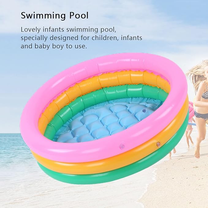 Kiddie Pool, Round Shape Bright Color Baby Basin Pool, Inflatable Swimming Pool for Indoor (L)