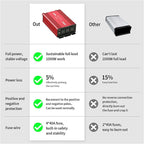 YSOLX 1000W Power Inverter 12v to 110v, DC to AC Converter with 3 AC Outlet, 1000 Watt Inverter for 12v Truck/Rv/Camping/Home/Emergency Power