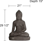 John Timberland Sitting Buddha Statue Sculpture Zen Asian Japanese Garden Decor Outdoor Front Porch Patio Yard Outside Home Balcony House Exterior Weathered Light Sandstone Finish 29 1/2" Tall