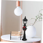 2pcs Christmas Street Lamp Post and Miniature Park Bench Seat Mini Street Light Model Dollhouse Christmas Village Pathway Lantern Post Fairy Garden Accessories