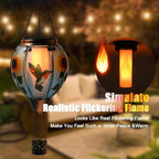 Hot Air Balloon Solar Lantern - Hummingbird Glass Lantern, Simulated Flickering & Dancing Flame, Outdoor Hanging Sunflower Yard Light Waterproof IP65 for Patio Lawn Porch Decor Gift