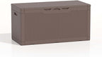 Patiolife 100 Gallon Resin Deck Box, Large Outdoor Storage Box for Garden Tools, Pool Supplies, Waterproof and Lockable, Dark Brown
