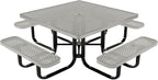 COATEDOUTDOORFURNITURE Heavy-Duty Portable Outdoor Kids Table with Umbrella Hole, Punched Steel Kids Picnic Table, Commercial-Grade, Made in America (46 in, Square, Childrens, Gray)