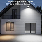 60W LED Outdoor Wall Lights with 360°Rotation, Flood Lights Outdoor 5000K 4000K 3000K 3 Colors Changeable,Outside Sconce Security Lights for Garage Barn Front Porch