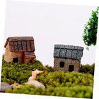 Fairy Garden Mini House Accessories, Miniature Village Hut Figurine Cottage, DIY Micro Landscape Decor Ornaments for Bonsai, Succulent Planting (C)