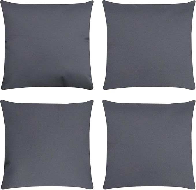 Covers & All Premium Square Throw Pillow Inserts with Covers Set of 4, 14x14 Inches Charcoal Gray, Decorative Cushions for Couch Sofa Home Decor Office Travel UV Resistant Waterproof Soft Cushions