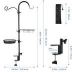 Deck Bird Feeding Station | Premium Multi Feeder Hanging Kit with Bird Bath & Sock Feeder | Attracts Wild Birds, Planter Hanger Hook for Outdoor Deck, Patio, Garden