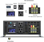 WZRELB 2000W 36V 120V Pure Sine Wave Power Inverter with 2 AC Outlets,Car Inverter,Remote Control