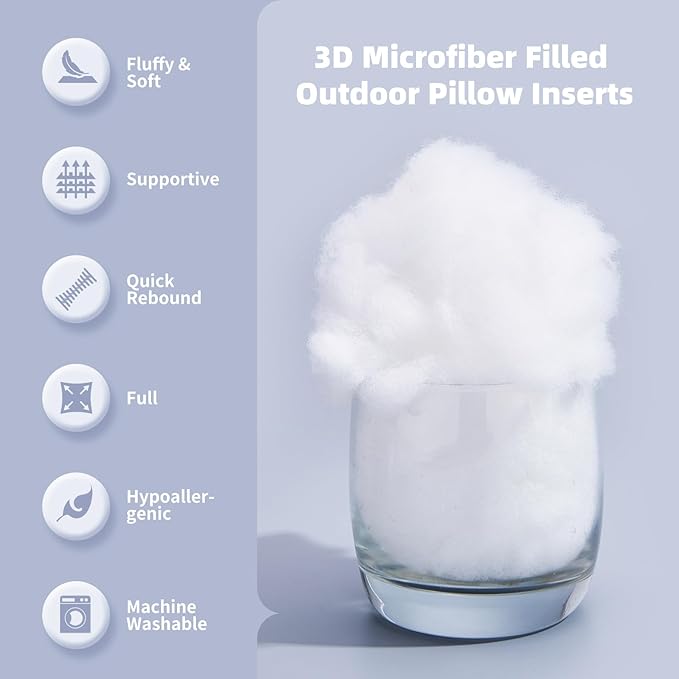 20 x 20 Outdoor Pillow Inserts Large Throw Pillow Inserts Pack of 2 Water Resistant Patio Furniture Pillows Decorative Porch Couch Pillows Premium Square Sofa Pillow, White