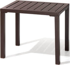 Crestlive Products Outdoor Side Table,Aluminum Rectangular Side/End Table, Small Patio Coffee Bistro Table for Outdoor Indoor (Brown)