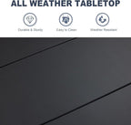 VICLLAX 60" Outdoor Round Patio Dining Table for 8-10, All Weather Metal Dining Table with Umbrella Hole for Deck Lawn Garden Backyard, Black