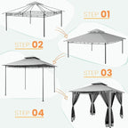 COBIZI Gazebo 10x10 Heavy Duty Gazebos with Improved Nettings Outdoor Gazebo Double Roof Patio Gazebos with Metal Steel Frame Outdoor Canopy for Patio, Deck, Backyard (Gray)
