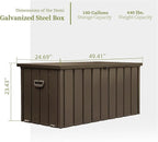 Metal Storage Box for Outdoor Dark Brown Lockable Water-Resistant Deck Box for Patio Garden Tools Organization Rust-Resistant Heavy-Duty Outside Storage Box (100 Gallon)