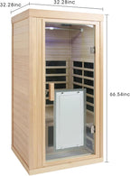 Infrared Sauna for Home One Person Far Infrared Hemlock Standard Indoor Sauna Room with Bluetooth Audio, Reading Light, Natural