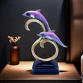 Resin Dolphin Statue Sculpture Frgurine Gift for Home Office Living Room Desktop Display Decorative Decoration (Purple)
