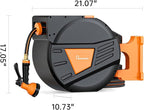 GARDENJOY Retractable Garden Hose Reel, 65 ft x 1/2 inch Heavy Duty Garden Hose with 180°Swivel Wall Mounted Bracket, 10 Pattern Sprayer Nozzle, Any Length Lock & Slow Return System