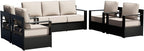 Outdoor Patio Furniture Set, 5-Piece Aluminum Patio Conversation Set All-Weather Metal Outdoor Sectional with 6 Inch Thick Cushions, Deep Setting for Garden, Outside and Porch