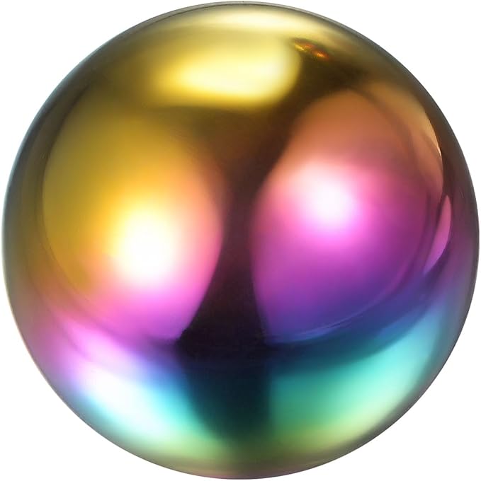 uxcell Rainbow Gazing Ball 4.7 Inch 120mm Reflective Sphere Polished Hollow Ball, Stainless Steel Gazing Globe Mirror Ball for Home Outdoor Decoration