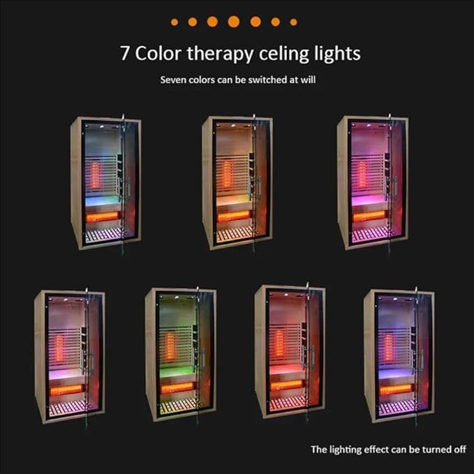 2 People Indoor Infrared Sauna, Low EMF Full Spectrum Red Heater with Carbon Heating Panels, Canadian Hemlock Wood, WiFi Control, 7-Color Starry Light, Reading Lamp, 1750W, 120V