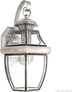 Urban Ambiance Luxury Colonial Outdoor Wall Light, Medium Size: 14" H x 8" W, with Tudor Style Elements, Versatile Design, Classy Aged Silver Finish and Beveled Glass, UQL1143