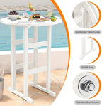 Sundale Outdoor Adirondack Round Bar Table, 39 Inch Height Patio Large Pub Table for 4, All Weather HDPE High Top Bistro Counter Tabl for Outside Deck Porch Balcony Poolside (White)