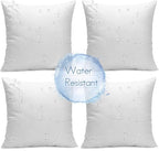 Ashler 20 x 20 Outdoor Pillows, Waterproof Inserts Set of 4 Water Resistant Throw Pillow Inserts, Hypoallergenic Pillows for Patio, Bench, Garden, Indoor Outdoor Summer Decorative
