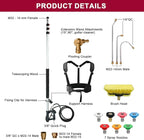 24 FT Telescoping Pressure Washer Wand with Pressure Washer Extension Wand,Brush Head,Gutter Cleaner Attachment and Support Belt,Pressure Washer Extension Pole for Wall Roof Gutter