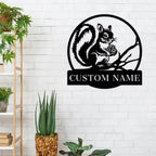 Personalized Squirrel Metal Wall Art,Custom Squirrel Metal Name Sign,Home Decor,Garden Decoration,Squirrel Lover Gift,Housewarming Gift squirrel