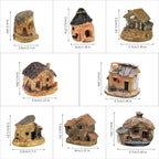 Mini House Figurine 8PCS, Mini Cottage Miniature Gardening Landscape Micro Village Stone Houses Fairy Garden Accessories for Home Decoration