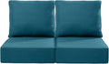 Luxury 22x24/22x25 6-Inch Outdoor Seat Cushions - Set of 2 Water Resistant Patio Chair Cushion for Porch Set Rattan Dining Rocker Glider Chairs Loveseat Couch Sectional Sofa - Peacock Blue