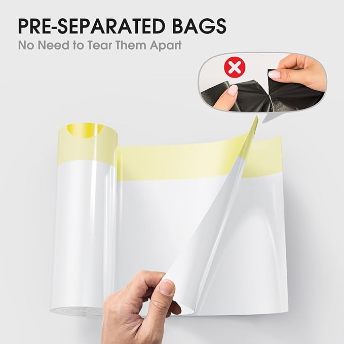 CEROELDA 1.6 Gallon Small Trash Bags, 120 Count Mini Drawstring Garbage Bags Unscented fit 4.5-8 Liter, 1.2-2 Gallon Thick Plastic Wastebasket Liners for Bathroom Bedroom Office Toilet