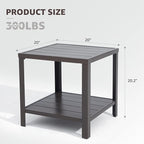 NATURAL EXPRESSIONS Outdoor Coffee Table Patio Metal Table All Weather Backyard Conversation, 20 inches, for Balcony, Poolside, Deck, Garden, Indoor, Ootdoor, Brown.