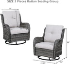 HUMMUH 6 Pieces Patio Furniture Set with Fire Pit Table Outdoor Conversation Set PE Wicker Patio Couch Swivel Glider Chairs Ottomans for Balcony Garden,Lawn,Deck
