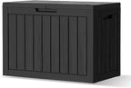 Outdoor Storage Box, Deck Box Waterproof 45 Gallon, Resin Outside Storage, Storage Bin for Package Delivery, Patio Furniture Cushion, Pool Accessories, Weatherproof and UV Resistant, Black