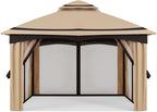 MASTERCANOPY 10x12FT Outdoor Patio Gazebo with Mosquito Netting for Backyard, Patio, Garden Beige