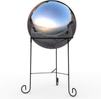 Lulu Decor, Silver Stainless Steel Gazing Mirror Ball Size 14 with Stand