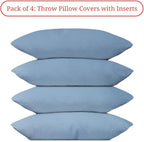 Covers & All Premium Square Throw Pillow Inserts with Covers Set of 4, 16 x 24 Inches Sky Blue, Decorative Cushions for Couch Sofa Home Decor Office Travel UV Resistant Waterproof Soft Cushions