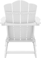 KINGYES Folding Adirondack Chair Set of 8, HDPE All-Weather Folding Adirondack Chair, White