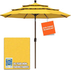 EliteShade USA 10-Year-Non-Fading 9Ft 3 Tiers Market Umbrella Patio Umbrella Outdoor Table Umbrella with Ventilation, Sunflower Yellow